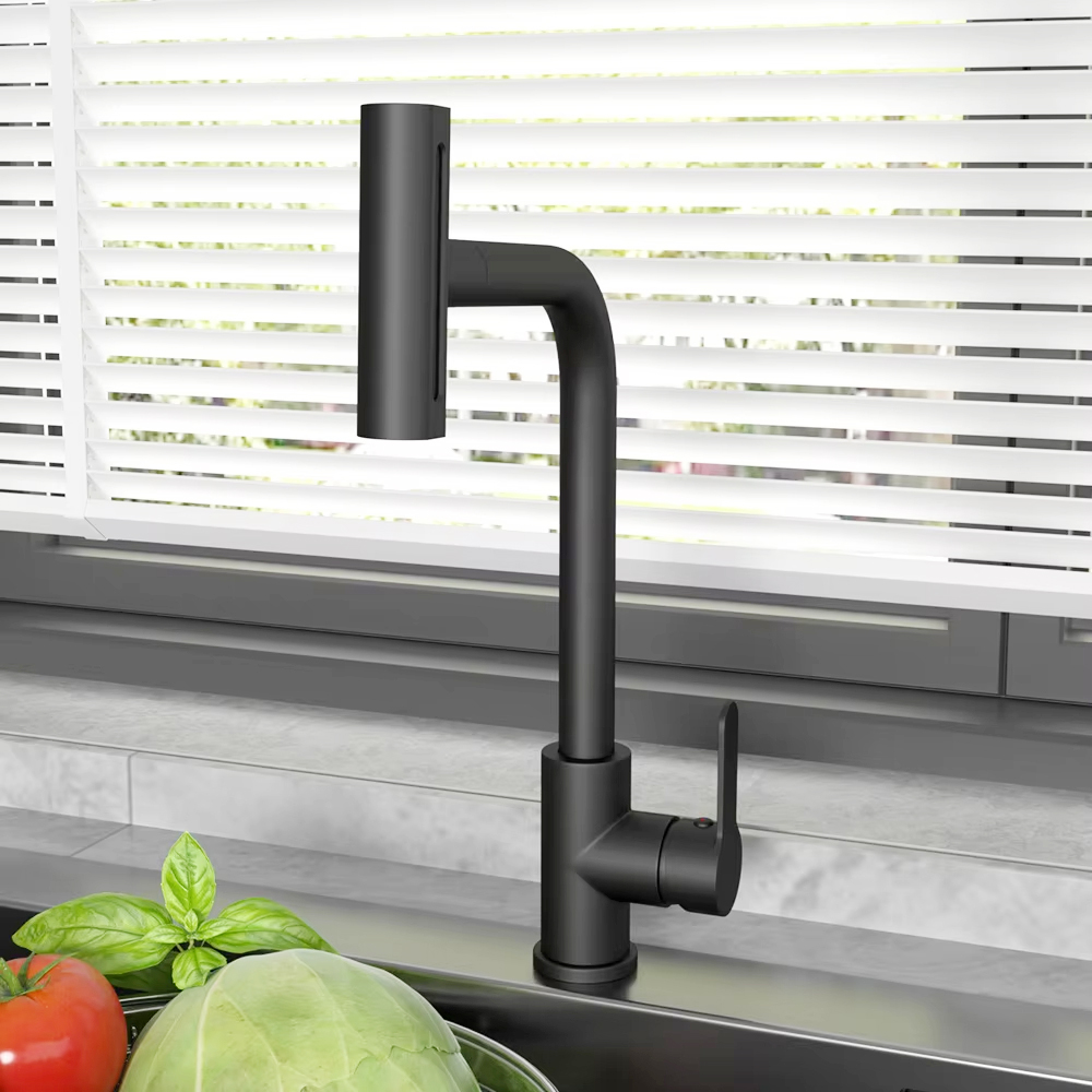 Commercial Kitchen Mixer Tap - أسود سحب بالوعة المطبخ صنبور مرنة