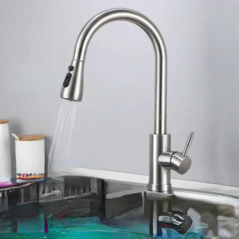 Commercial Kitchen Mixer Tap - صنبور مطبخ من النيكل المصقول بفتحة