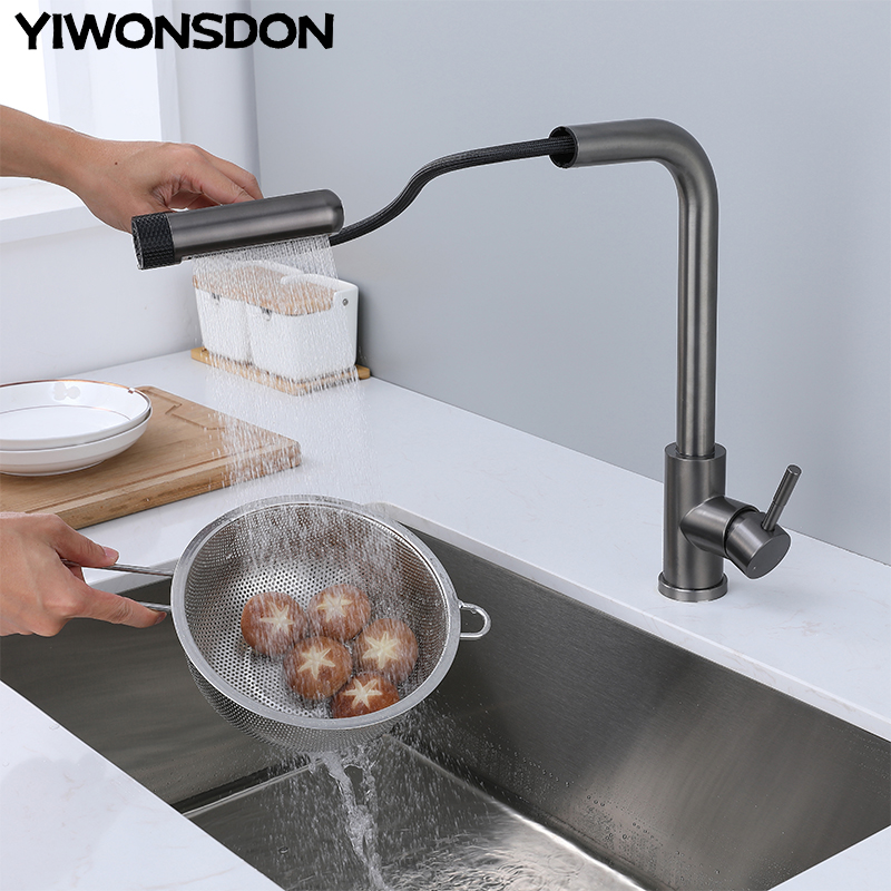 Commercial Kitchen Mixer Tap - 6 وضع رمادي صنابير المطبخ سحب
