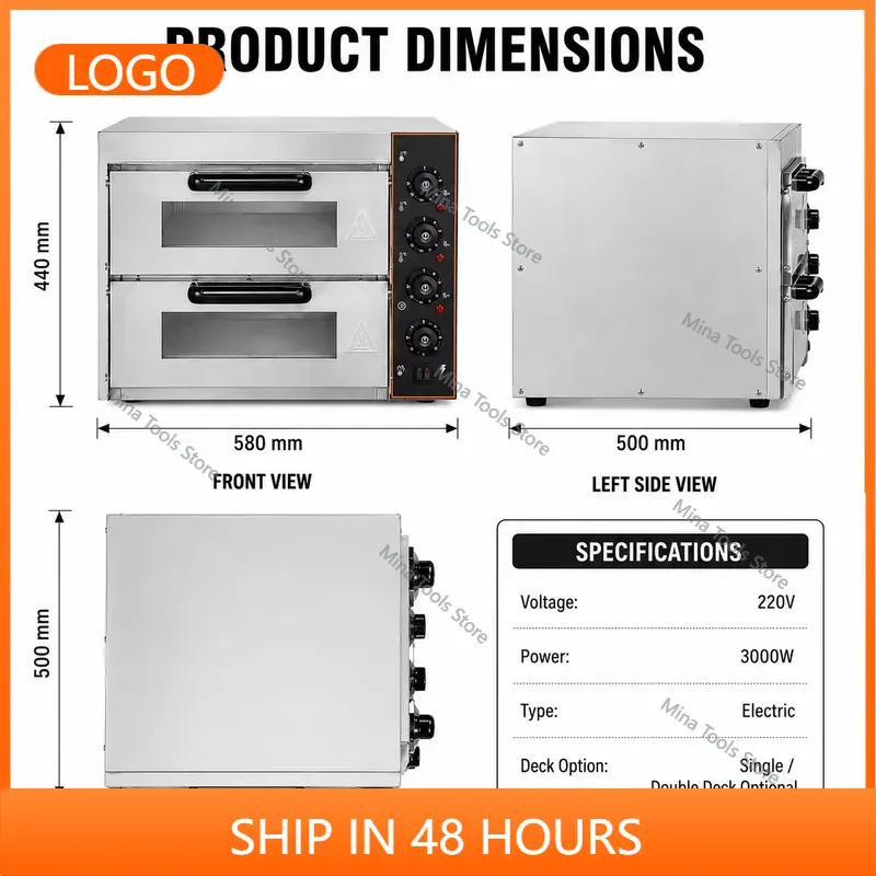 فرن بيتزا كهربائي تجاري بقوة 3 - مراجعة Commercial Kitchen Oven وسعره